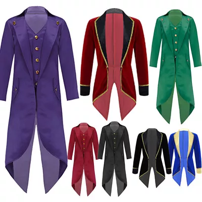 US Boys Medieval Tailcoat Jacket Steampunk Frock Long Coat Halloween Costumes • $14.89