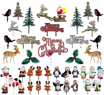 £19.95 • Buy Christmas Cake Toppers Plastic Xmas Winter Yule Log Cupcake Snow Decoration Idea
