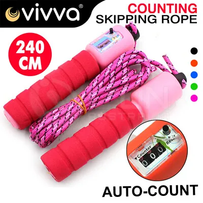 Vivva Quality Skipping Rope W/Counter Gym Home Exercise Fitness 2.4m Adult Kids • $9.97