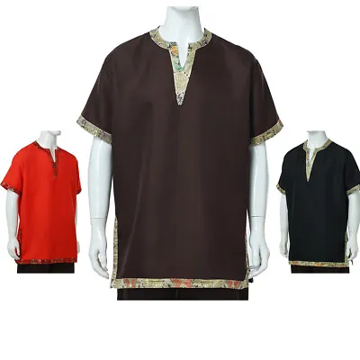 Medieval Men's Tops Tunic Belt Fancy Dress Cosplay Costume Applique Renaissance • £11.99