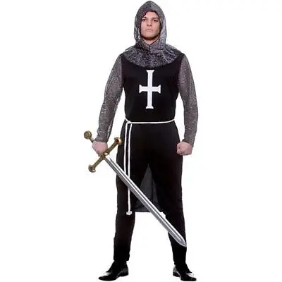 Wicked Costumes Medieval Black Knight Men's Fancy Dress Costume • £16.49