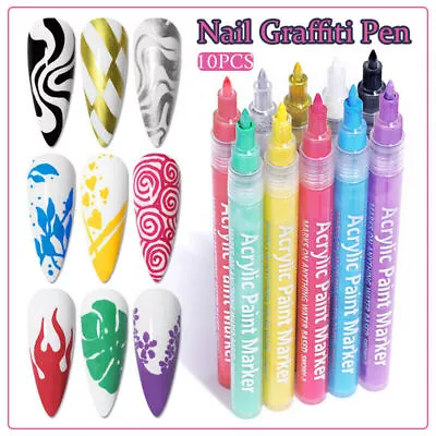 Nail Graffiti Pen For 3D Nail Art DIY Painting Nail Polish Pen Drawing Line Tool • $2.55