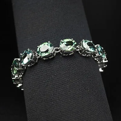 Invaluable Teal Green Sapphire Flawless 57.6Ct 925 Sterling Silver Bracelets • $355