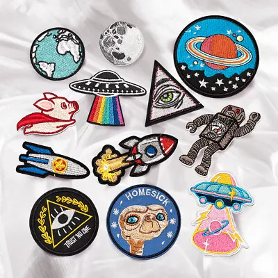 Planet Robot Rocket Alien Embroidered Sew On Iron On Patch Fabric Badge Craft • $4.39