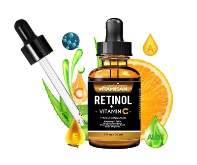 $10.99 • Buy Pure Retinol Serum Vitamin A 30% + Hyaluronic Acid - Retinol Wrinkle Cream