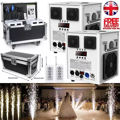 2X Cold Spark Machine Firework Stage Effect DJ Wedding DMX + Flight Case Storage • £209.99