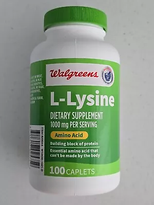 Walgreens L-Lysine 1000 Mg 100 Caplets New & Sealed EXP APR 2025 • $5