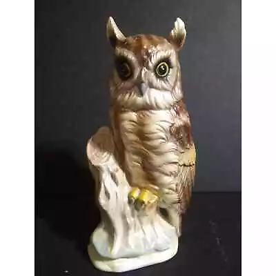 Great Horned Owl Planter Brown Silver Cream 10  Tall Porch Gardening Succulent • $18.36