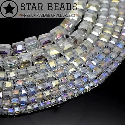 Faceted Cube Crystal Glass Beads 46810mm For Jewellery Making - Pick Colour • £3.95