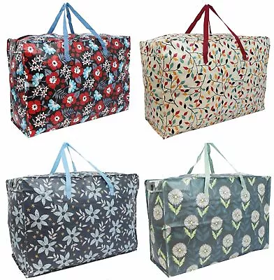 Extra Large Jumbo Reusable Strong Laundry Shopping Bags With Zip Storage Bag • £5.98