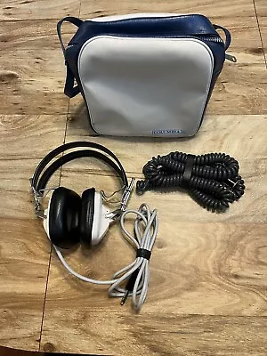 Sansui Model SS-2 Vintage Stereo Headphones W/ Extension & Columbia Records Bag • $34.95