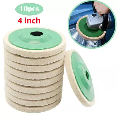 £4.99 • Buy 10Pcs Round Wool Buffing Pad Polishing Wheel Felt Buffer Disc For Angle Grinder
