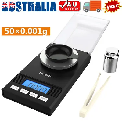 Homgeek 50g/0.001g DIGITAL POCKET SCALES JEWELLERY ELECTRONIC Milligram Micro Mg • $19.79