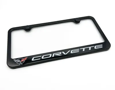 Black Plastic License Plate Frame W/ Chevy Corvette C5 Script Logo • $22.95