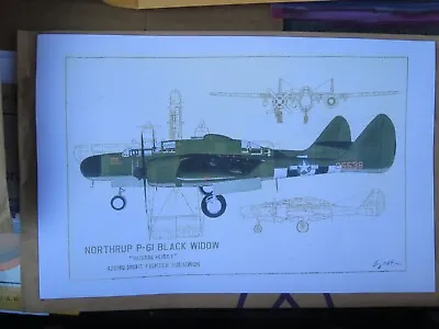 P-61 BLACK WIDOW Line Drawing • $13.95