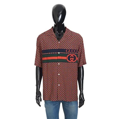 GUCCI 1060$ Geometric Houndstooth Print Bowling Shirt • $784