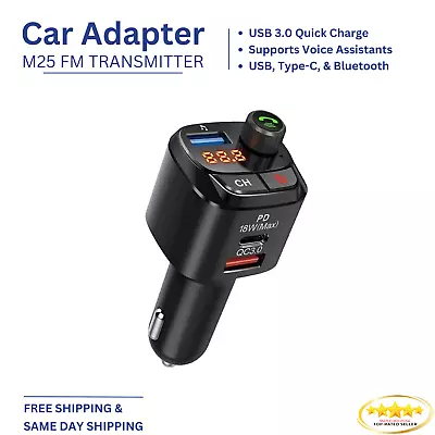 M25 Bluetooth Car FM Player FM Transmitter Modulator MP3 USB 18w Fast Charger QC • $11.79