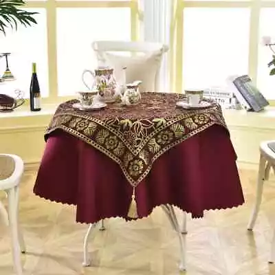 2 Pcs/set Round 140cm Luxury Outdoor Table Linens Crochet Jacquard Tablecloth • $32.83