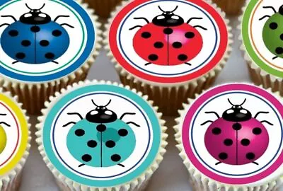 Ladybird Mixed Colour Edible Cupcake Toppers Premium Decorations 3033 • £4.99