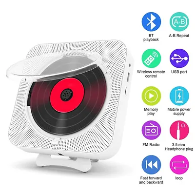 Wall Mountable CD Player Bluetooth Desktop CD Player With Speakers FM Radio Ant • £61.34