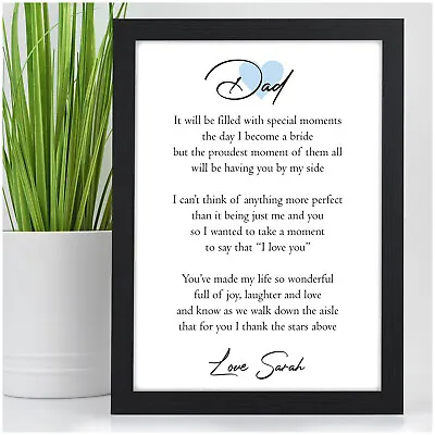 Personalised Keepsake Poem Father Of The Bride Thank You Gifts From Daughter Her • £4.95