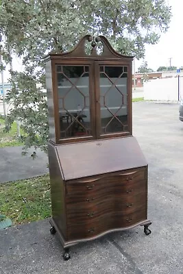 Honduras Mahogany Colonial Ball And Claw Feet Tall Secretary Desk 4958 • $1275