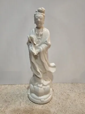 Vintage Asian Chinese Goddess Of Mercy White Porcelain Statue Figurine • $16