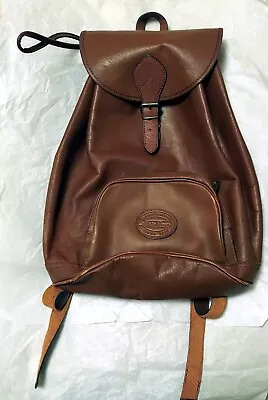 Vintage Eddie Bauer Brown Leather Backpack School Work Bag • $39