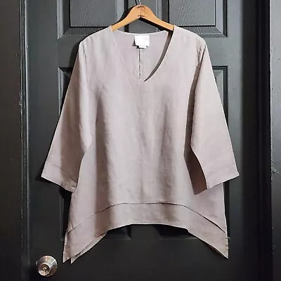 La Fixsun Linen V Neck Double Layer Top Sz S • $35