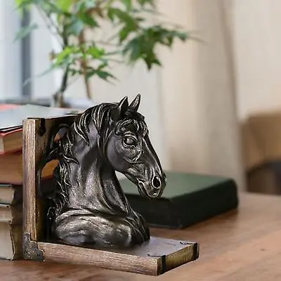 Retro Horse Head Statue Bookend Resin Figurine Animal Sculpture Crafts Book • £18.97