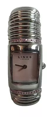 LINKS OF LONDON Ladies Silver Stainless Steel Pink Sapphire Sweetie Watch OS NEW • £61.50