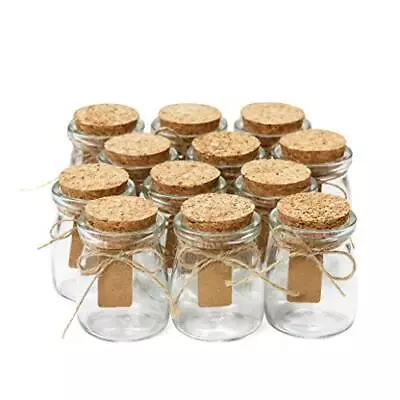 Otis Small Glass Bottles - Mini Jars W/Cork Stoppers - Round 100ml Mason Jars... • $27.44