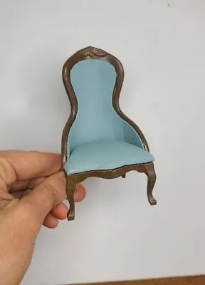 OOAK Blue Upholstery Victorian Chair 1:12 Dollhouse Miniature Parlor Furniture  • $24.99