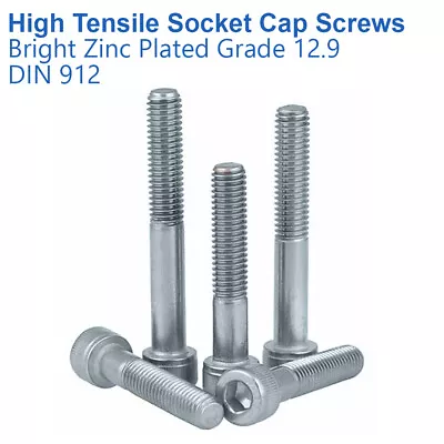 ALLEN CAP HEAD SOCKET SCREWS BOLTS BRIGHT ZINC PLATED 10.9 DIN 912 M8 - 8mm • £257.99