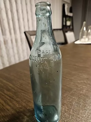 Vintage Clicquot Club Glass Soda-Ginger Ale-Cider Bottle 10  Aqua Blue Green • $12