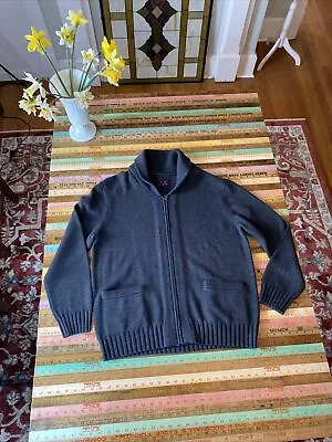 Untuckit Sweater MENS Large Gray Cardigan Full Zip Pockets Wool Cotton Grandpa • $29.99