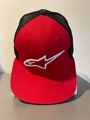 ALPINESTARS Corp Trucker Hat Baseball Cap Mesh Red/Black Adjustable Like New • $18