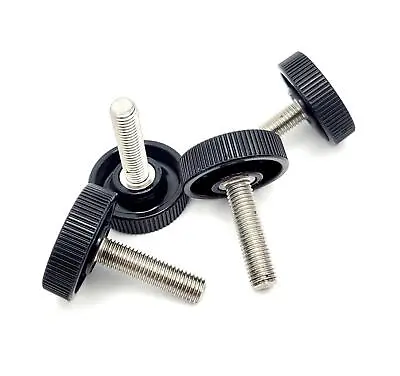 1/4 -28 X 1  Knurled Thumb Screw Bolts Fine Thread Round Black Knob 4 Pack • $12.49