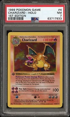$11999.99 • Buy PSA 7 Pokemon Base Set 1st Edition Holo Rare Charizard 4/102 NEAR MINT Condition