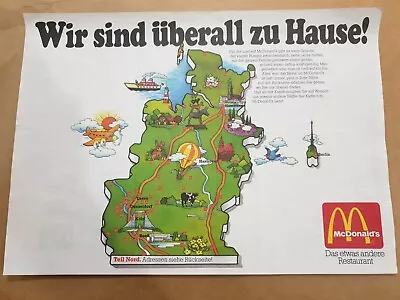 McDonald's Tray Liner Cologne Germany 1980's  • $5