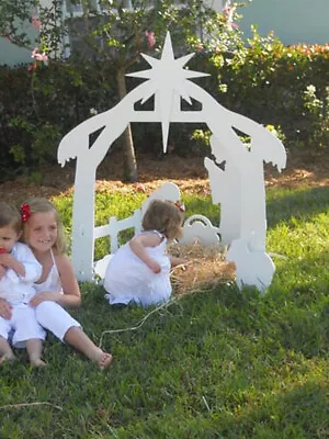  Outdoor Christmas Nativity Set Yard Decor White Star Nativity Scene Celebrate S • $30.19