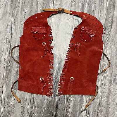 Vintage Child’s Western Cowboy Suede Leather Chaps Red Sears Sz. L (5-6) • $49.99