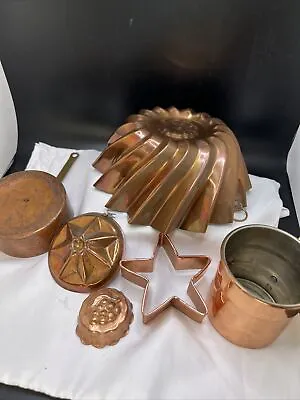 Lot Of 6 Vintage COPPER Jello Mold Measuring Cup Cookie Cutter Star Measuring • $24.49