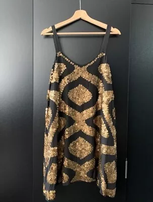 Ladies Zimmermann Mini Black And Gold Evening Dress Size 2  • $92