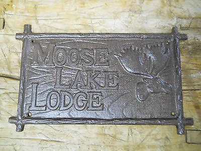 Cast Iron MOOSE LAKE LODGE Plaque Sign Rustic Ranch Wall Decor  CABIN Deer • $6.99