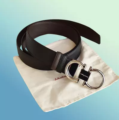 Ferragamo Horseshoe Buckle Silver +Reversible Black /Brown Length120 Cm • $82.99