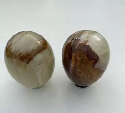 Stone Marble Onyx - Eggs X  2 - Multicoloured - Size Approx - 3” (7.5 Cm) • £4.95