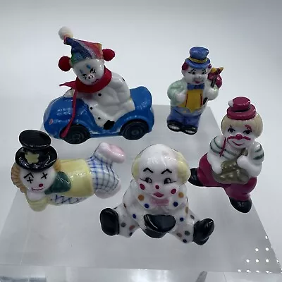 Vintage Bug House Miniature Bone China Clowns Set Of 5 All In Good Condition • $27.95