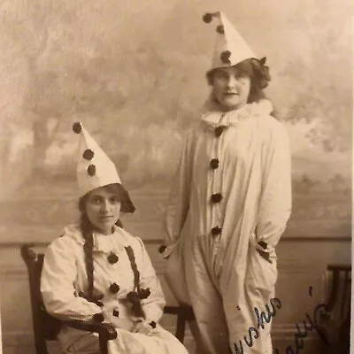 Antique RPPC Girls In Costume English Pierrot Clowns Friends Lily And Gladys 20s • $9.95