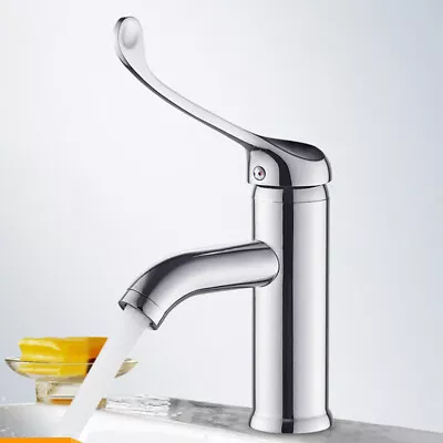 Medical Faucet Long Handle Single Hole Mixer Faucet Hospital Arm Touch Brass Tap • $42